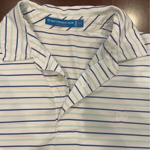 Striped Southern Tide performance polo
